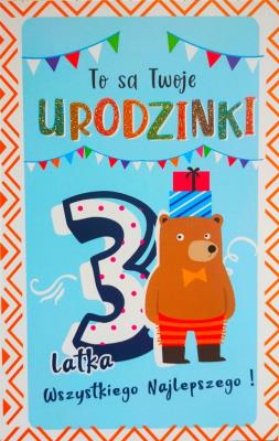 Opakowanie Karnet Urodziny 3 chłopiec 2K - 071