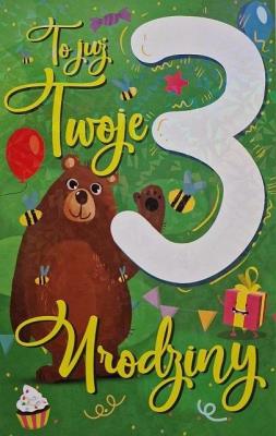Opakowanie Karnet Urodziny 3 chłopiec