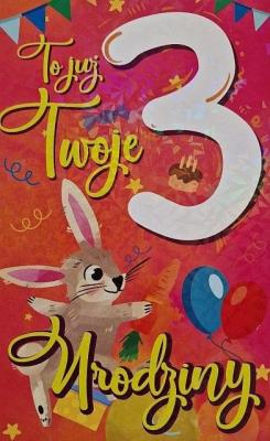 Opakowanie Karnet Urodziny 3 dziewczynka