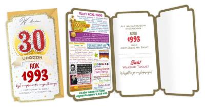 Opakowanie Karnet Urodziny 30