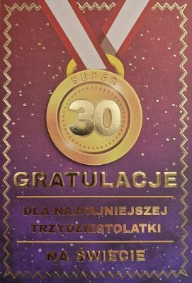 Opakowanie Karnet Urodziny 30 medal damskie