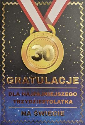 Opakowanie Karnet Urodziny 30 medal męskie