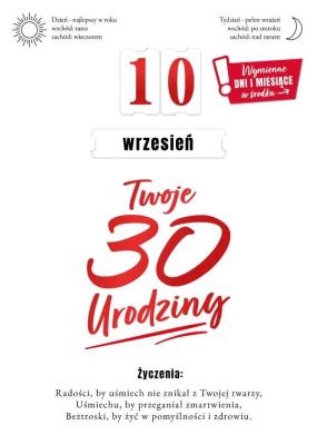 Opakowanie Karnet Urodziny 30 wymienne cyfry