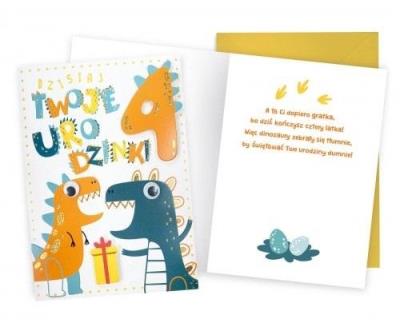 Opakowanie Karnet Urodziny 4 dinozaury