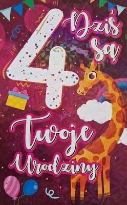 Opakowanie Karnet Urodziny 4 dziewczynka
