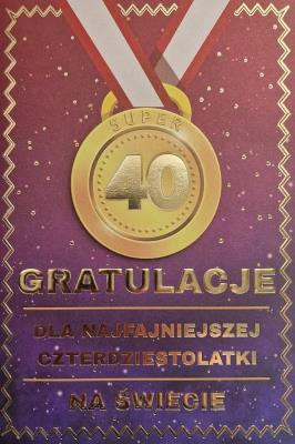 Opakowanie Karnet Urodziny 40 medal damskie