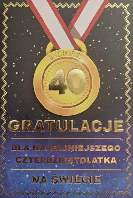Opakowanie Karnet Urodziny 40 medal męskie