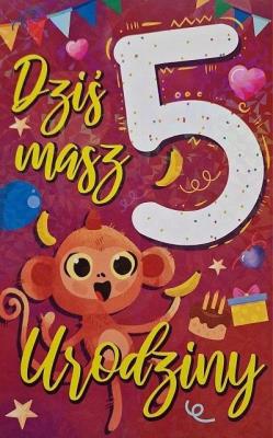 Opakowanie Karnet Urodziny 5 dziewczynka