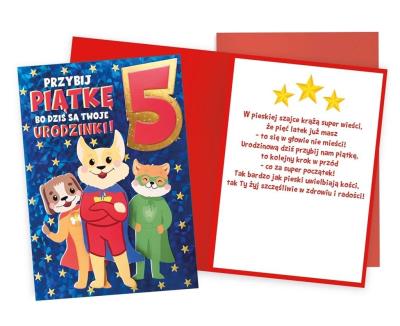 Opakowanie Karnet Urodziny 5 pieski