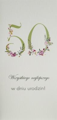 Karnet Urodziny 50 DL U18 - Kwiaty. Wydawca: MAK. SmakLiter.pl Opakowanie Karnet Urodziny 50 DL U18 - Kwiaty