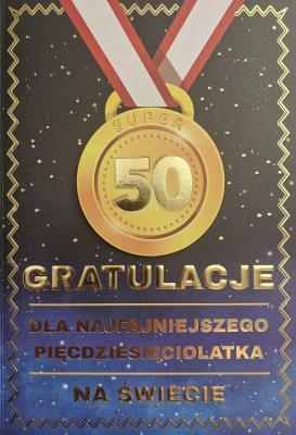 Opakowanie Karnet Urodziny 50 medal męskie