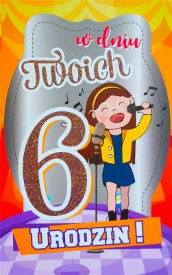 Opakowanie Karnet Urodziny 6 dziewczynka 2K - 076