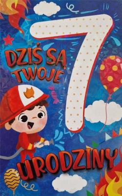 Opakowanie Karnet Urodziny 7 chłopiec