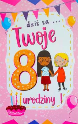 Opakowanie Karnet Urodziny 8 dziewczynka 2K - 080