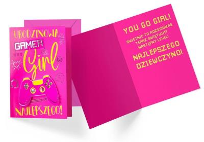 Opakowanie Karnet Urodziny gamer girl