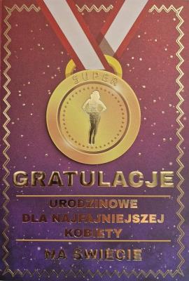 Opakowanie Karnet Urodziny medal damskie