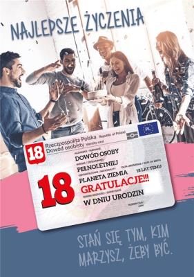 Opakowanie Karnet Urodziny Osiemnastka Gift-M