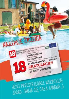 Opakowanie Karnet Urodziny Osiemnastka Gift-M