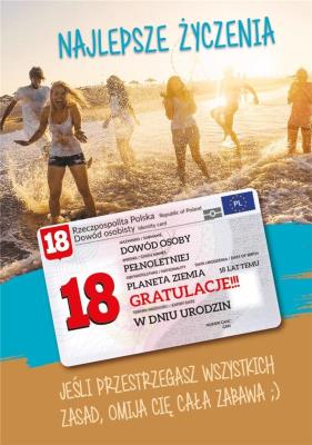 Opakowanie Karnet Urodziny Osiemnastka Gift-M