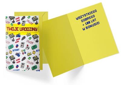 Opakowanie Karnet Urodziny retro gracz