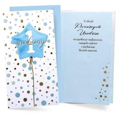 Okładka książki Karnet Urodziny Roczek balon niebieski