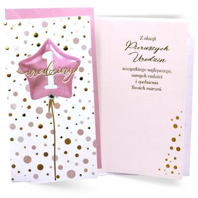 Okładka książki Karnet Urodziny Roczek balon różowy