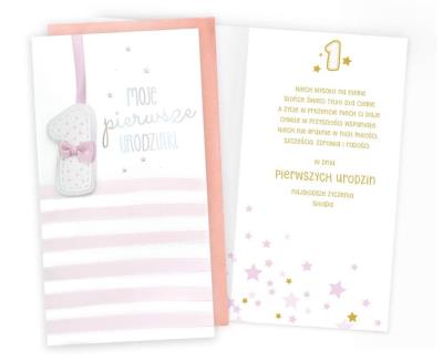 Opakowanie Karnet Urodziny Roczek różowy