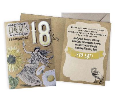Opakowanie Karnet Urodziny vintage 18 Prawdziwa Dama