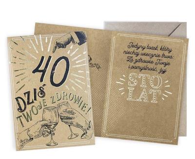 Opakowanie Karnet Urodziny vintage 40