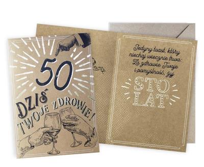 Opakowanie Karnet Urodziny vintage 50