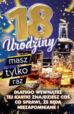 Opakowanie Karnet Urodziny z nakładką na butelkę 18