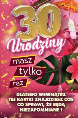 Opakowanie Karnet Urodziny z nakładką na butelkę 30
