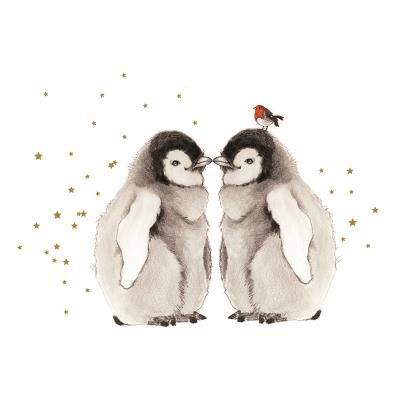 Opakowanie Karnet złocony KW Pingwinki i ptaszek