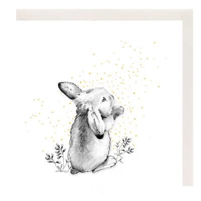 Karnet Złocony kwadrat CL3802_BL Królik. Wydawca: Clear Creations. SmakLiter.pl Opakowanie Karnet Złocony kwadrat CL3802_BL Królik