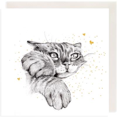 Opakowanie Karnet Złocony kwadrat CL3806_BL Kot