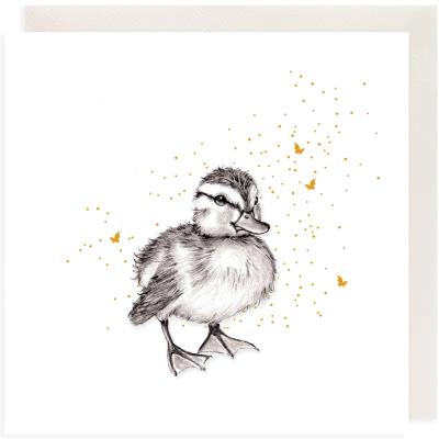 Karnet Złocony kwadrat CL3808_BL Kaczątko. Wydawca: Clear Creations. SmakLiter.pl Opakowanie Karnet Złocony kwadrat CL3808_BL Kaczątko