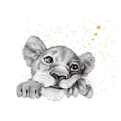 Opakowanie Karnet Złocony kwadrat CL3810_BL Lew