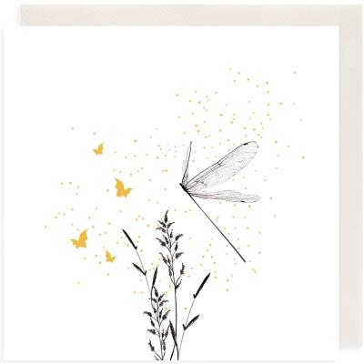 Opakowanie Karnet Złocony kwadrat CL3811_BL Ważka