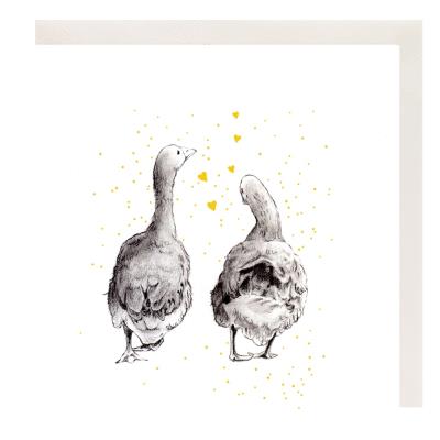 Opakowanie Karnet Złocony kwadrat CL3812_BL Gęsi