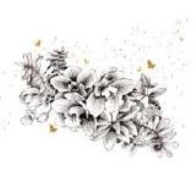 Opakowanie Karnet Złocony kwadrat CL3821_BL Kwiaty