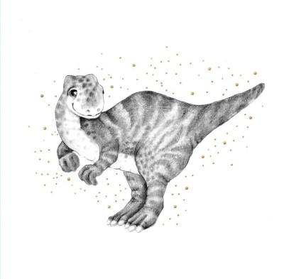 Opakowanie Karnet Złocony kwadrat CL3824_BL Dinozaur