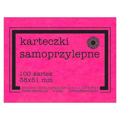Karteczki samoprzylepne Fluo 38x51mm 100K róż. Wydawca: Ziemia Obiecana. SmakLiter.pl Opakowanie Karteczki samoprzylepne Fluo 38x51mm 100K róż