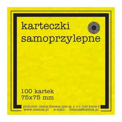 Karteczki samoprzylepne Fluo 75x75mm 100K żółte. Wydawca: Ziemia Obiecana. SmakLiter.pl Opakowanie Karteczki samoprzylepne Fluo 75x75mm 100K żółte