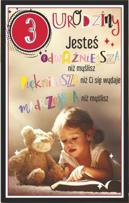 Opakowanie Kartka okolicznościowa Urodziny 3 dziewczynka