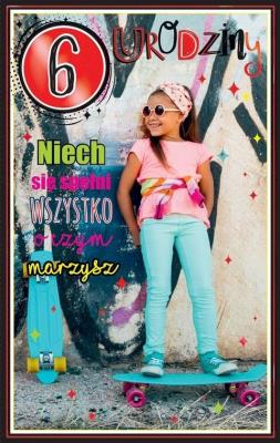 Opakowanie Kartka okolicznościowa Urodziny 6 dziewczynka