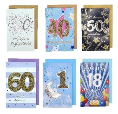 Opakowanie Kartka urodzinowa składana 1,5x17cm mix