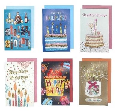 Opakowanie Kartka urodzinowa składana 1,5x17cm mix