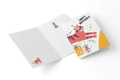 Opakowanie Kartka urodzinowa z tygrysem HAPPY BIRTHDAY + koperta