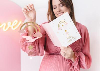 Opakowanie Kartka z zawieszką Bocian jasny różowy 14x20cm