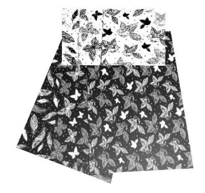 Opakowanie Kartony w motywy czarno-białe 24x24cm 3 arkusze